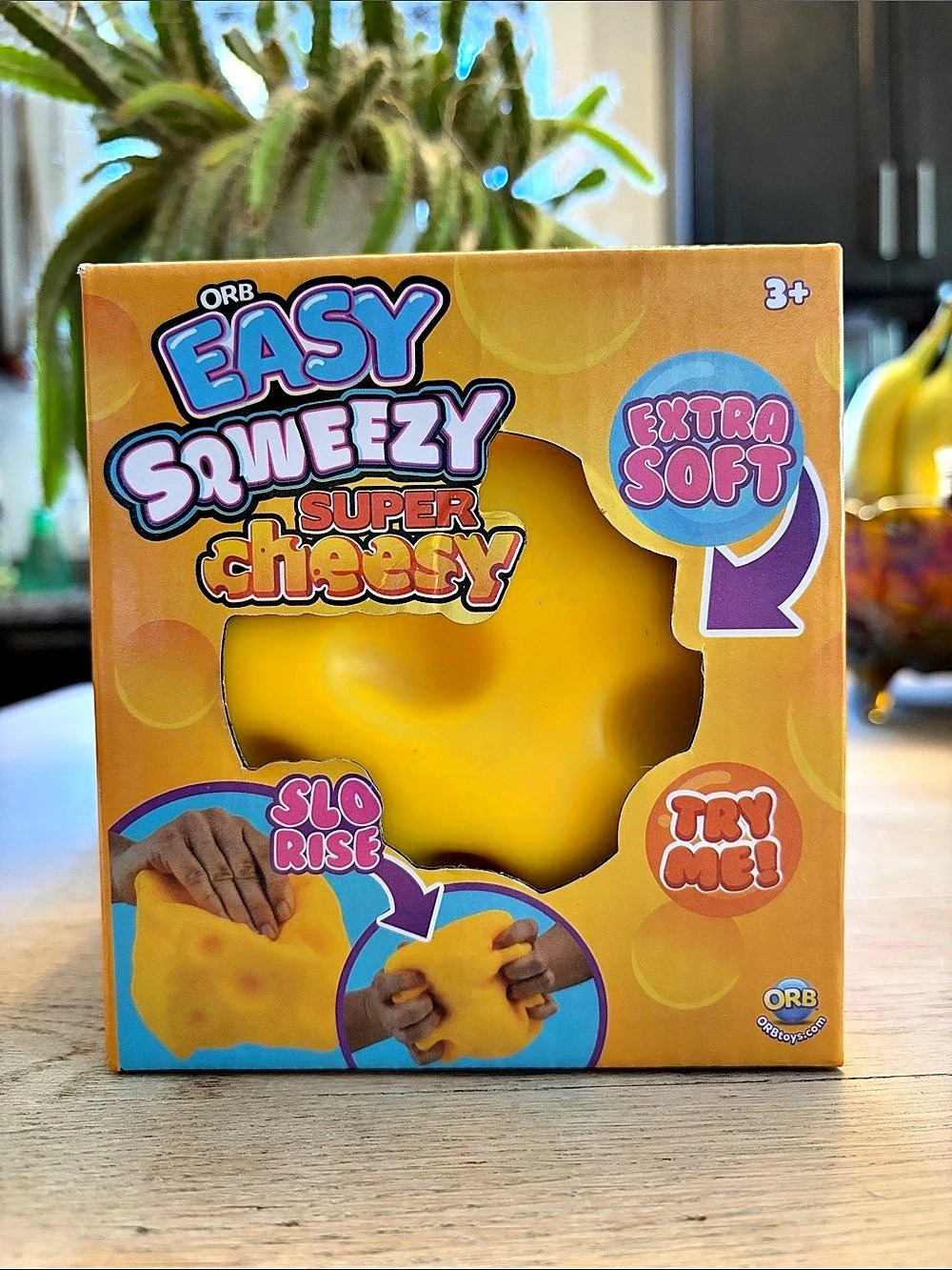 ORB Easy Squeezy Super Cheesy Yellow Squishy Toy NWT